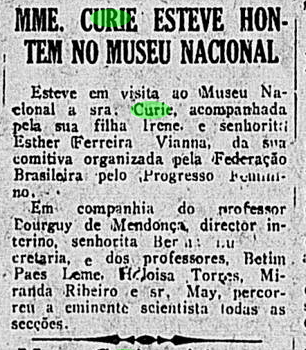 Curie no Museu - Correio da Manhã 30 Junho 1926 p 7