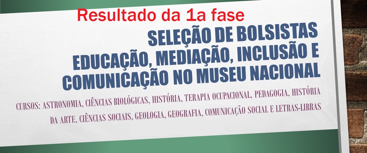 Resultado da 1a fase/Projeto “MEDIAÇÃO EM MUSEUS DA UFRJ: Museu Nacional”