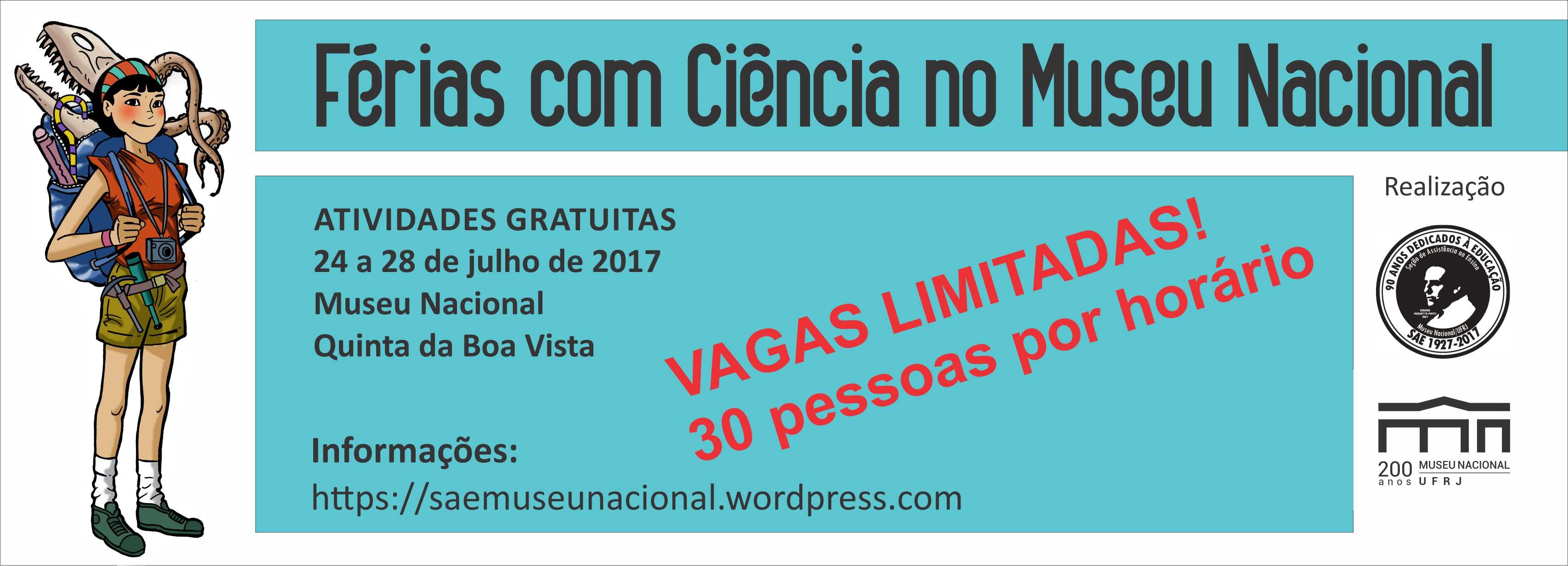 24 a 28/07 | Férias com Ciência no Museu Nacional (VAGAS LIMITADAS!)