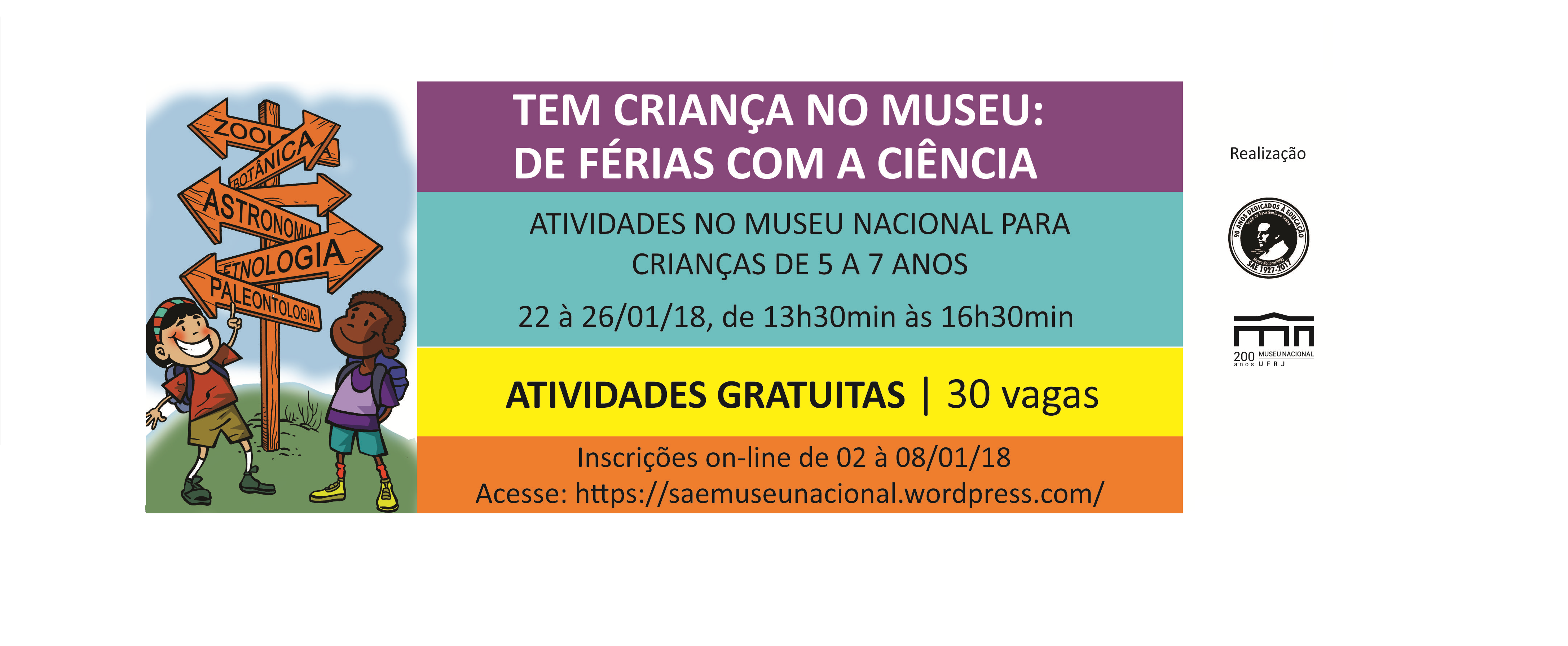 Resultado do sorteio dos pré-inscritos no projeto “De Férias com a Ciência no Museu Nacional”!